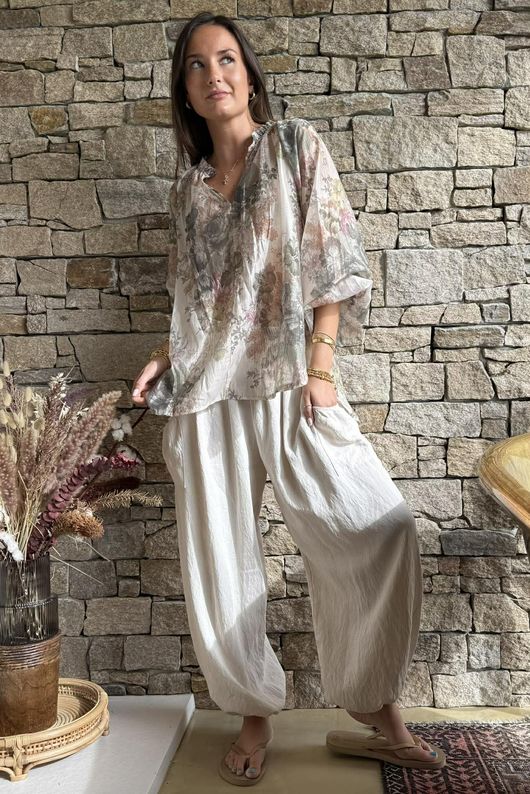 Rustic Peony Blouse Khaki